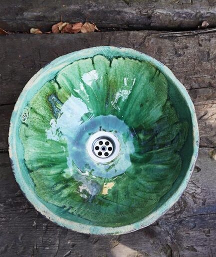 Umywalka ceramiczna zielona nablatowa