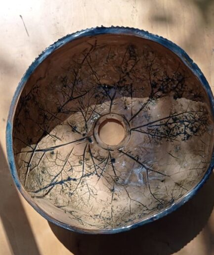 Umywalka "Liść Łopianu" Nablatowa Ceramiczna z Odbitymi Liśćmi Roślin - czarna