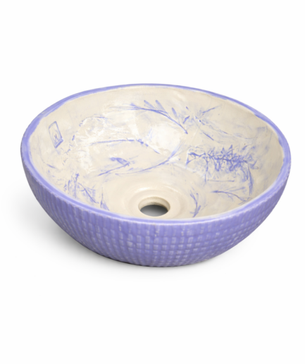 Umywalka Ceramiczna Nablatowa "Lawendowa" – Ręcznie Malowana