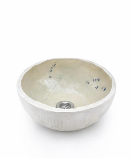 Umywalka Ceramiczna Nablatowa "Lawendowa" Biała – Ręcznie Malowana