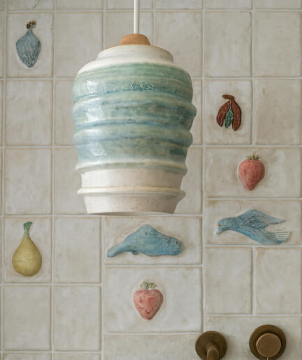 Lampa wisząca ceramiczna Dzwonek Turkusowa