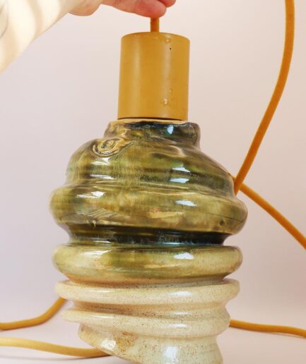 Lampa wisząca ceramiczna Dzwonek Zielona