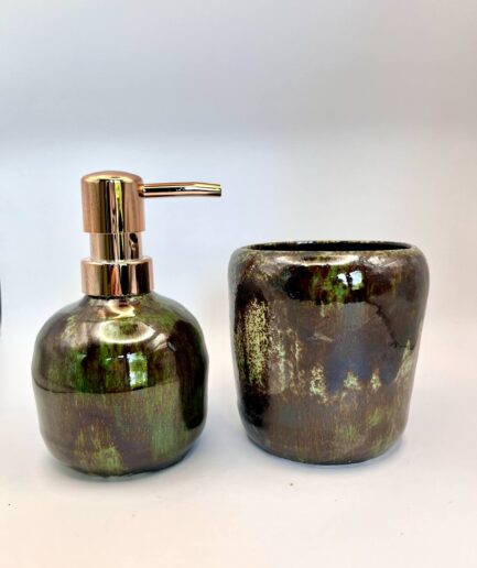 Zestaw łazienkowy „Leśny” – kubek, dozownik