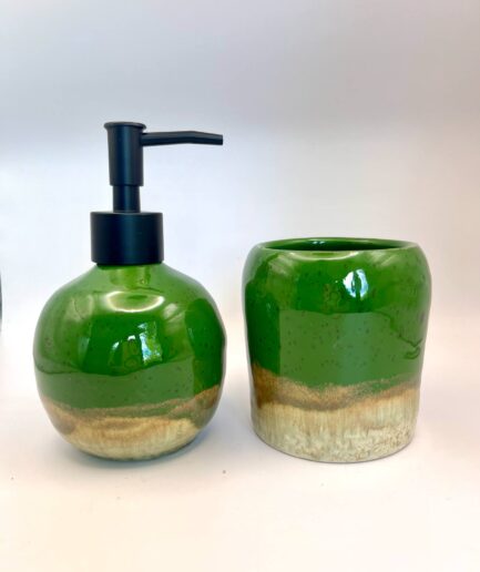 dozownik na mydło ceramiczny zielony