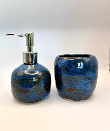dozownik na mydło ceramiczny niebieski