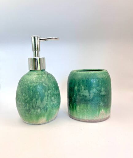 dozownik na mydło ceramiczny zielony