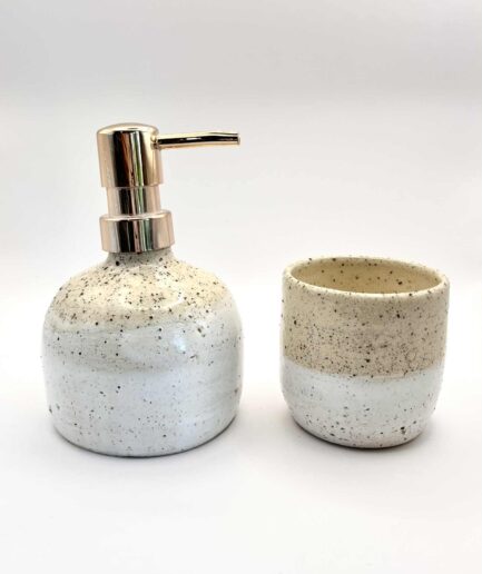 Zestaw łazienkowy "Luna" biały – dozownik i kubek na szczoteczki