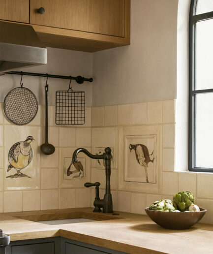 Kuchnia z ręcznie malowanymi płytkami