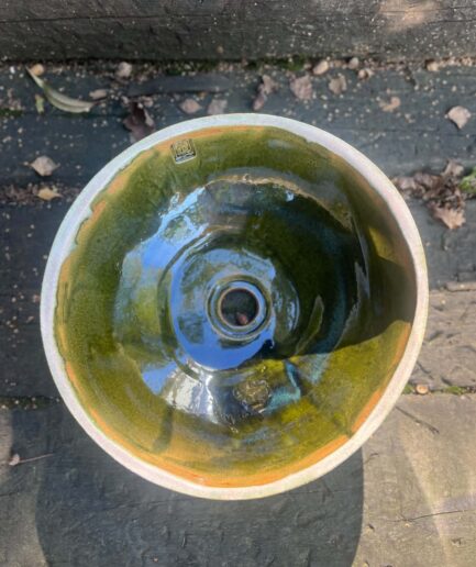 Cała zielona - Malachitowa Umywalka Ceramiczna Nablatowa Okrągła Ręcznie Robiona
